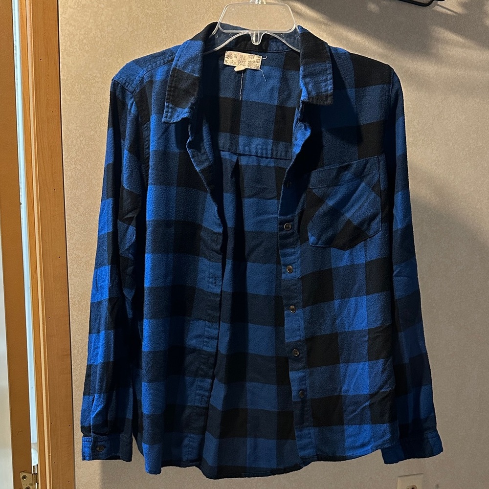 Pink Rose Blue and Black Checkered Shirt